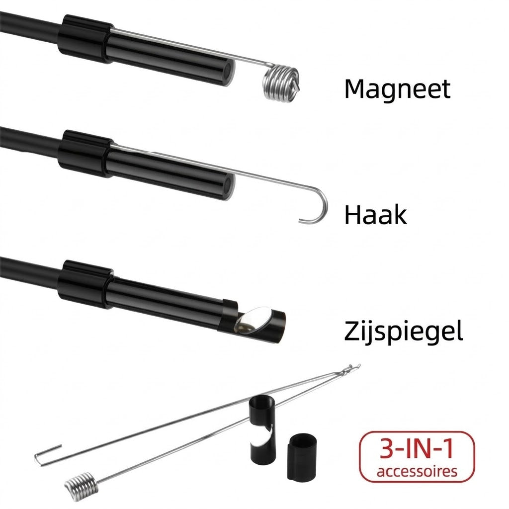 Universele 3-in-1 endoscoopcamera met IP67 waterdichte sonde