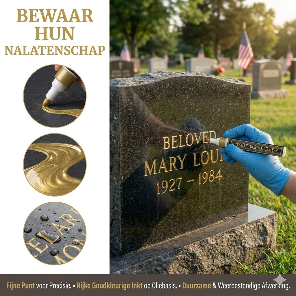 Gouden grafsteenmarker voor restauratie