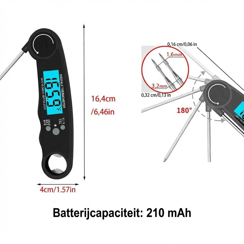 Digitale voedselthermometer met directe uitlezing