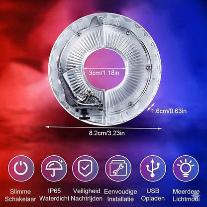 LED wielnaafverlichting voor nachtritten