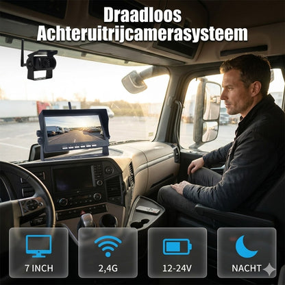 Hoogwaardig draadloos achteruitrijcamera-systeem met een 7-inch breedbeeldmonitor