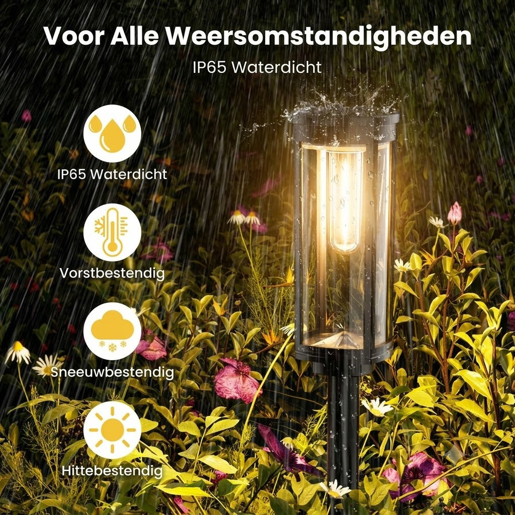 Zonne-Energie Tuinverlichting – Retro Design, 12-14 Uur Verlichting & IP65 Waterdicht