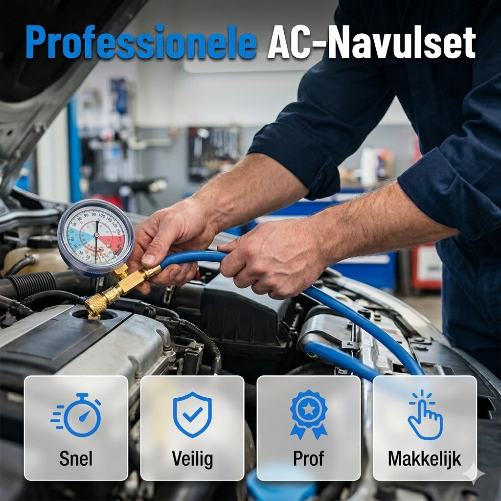 R134a AC-vulslang met manometer