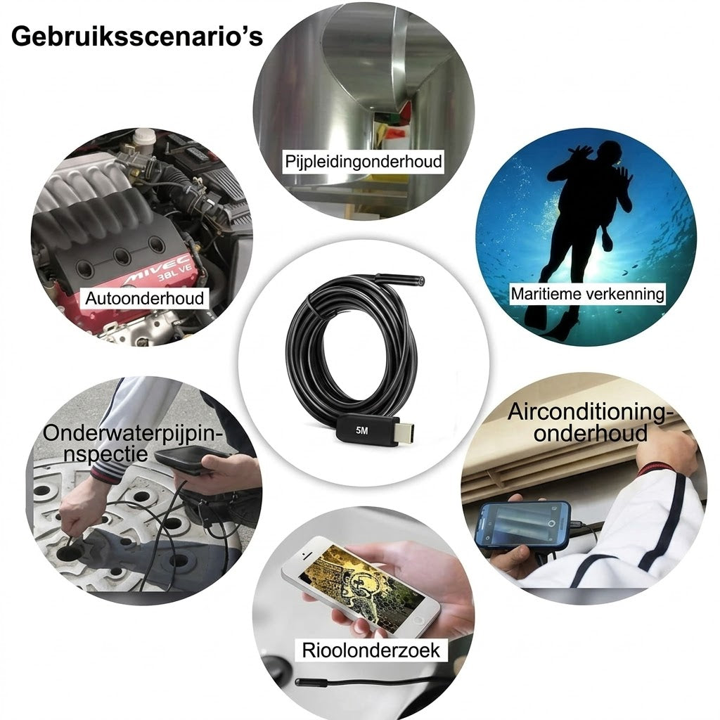Universele 3-in-1 endoscoopcamera met IP67 waterdichte sonde