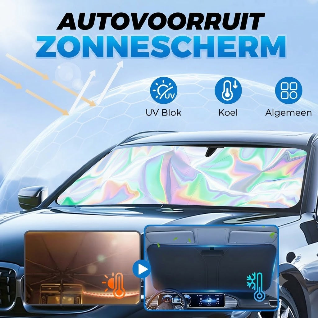 Zonnescherm voor de autoruit met reflecterende aluminium coating tegen extreme hitte