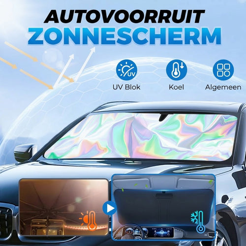 Zonnescherm voor de autoruit met reflecterende aluminium coating tegen extreme hitte