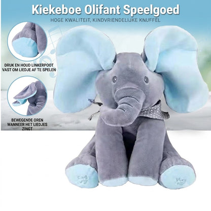 Kiekeboe olifantenknuffel met muziek