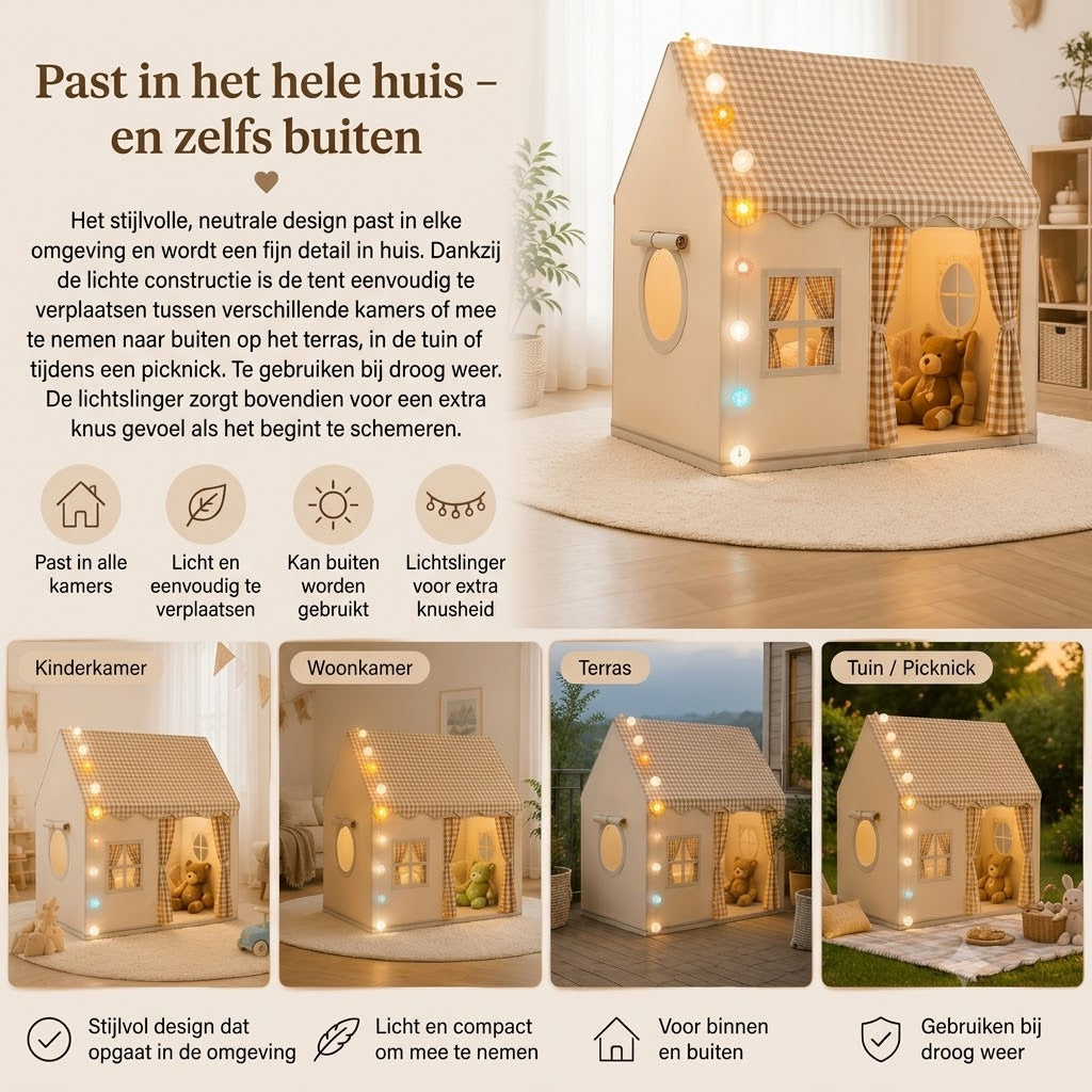 CozyHouse speeltent voor kinderen in huisvorm