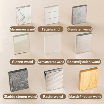 Set van 5 stuks zelfklevende wandhaken van ABS en PS met een L-vormig ontwerp
