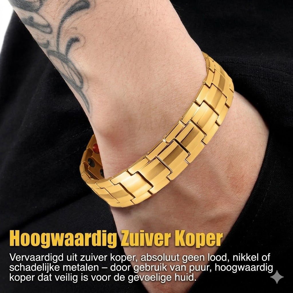 Retro herenarmband met kruis en dubbele rij magnetische sluiting