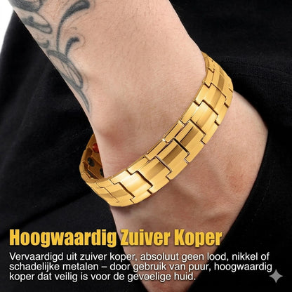 Retro herenarmband met kruis en dubbele rij magnetische sluiting