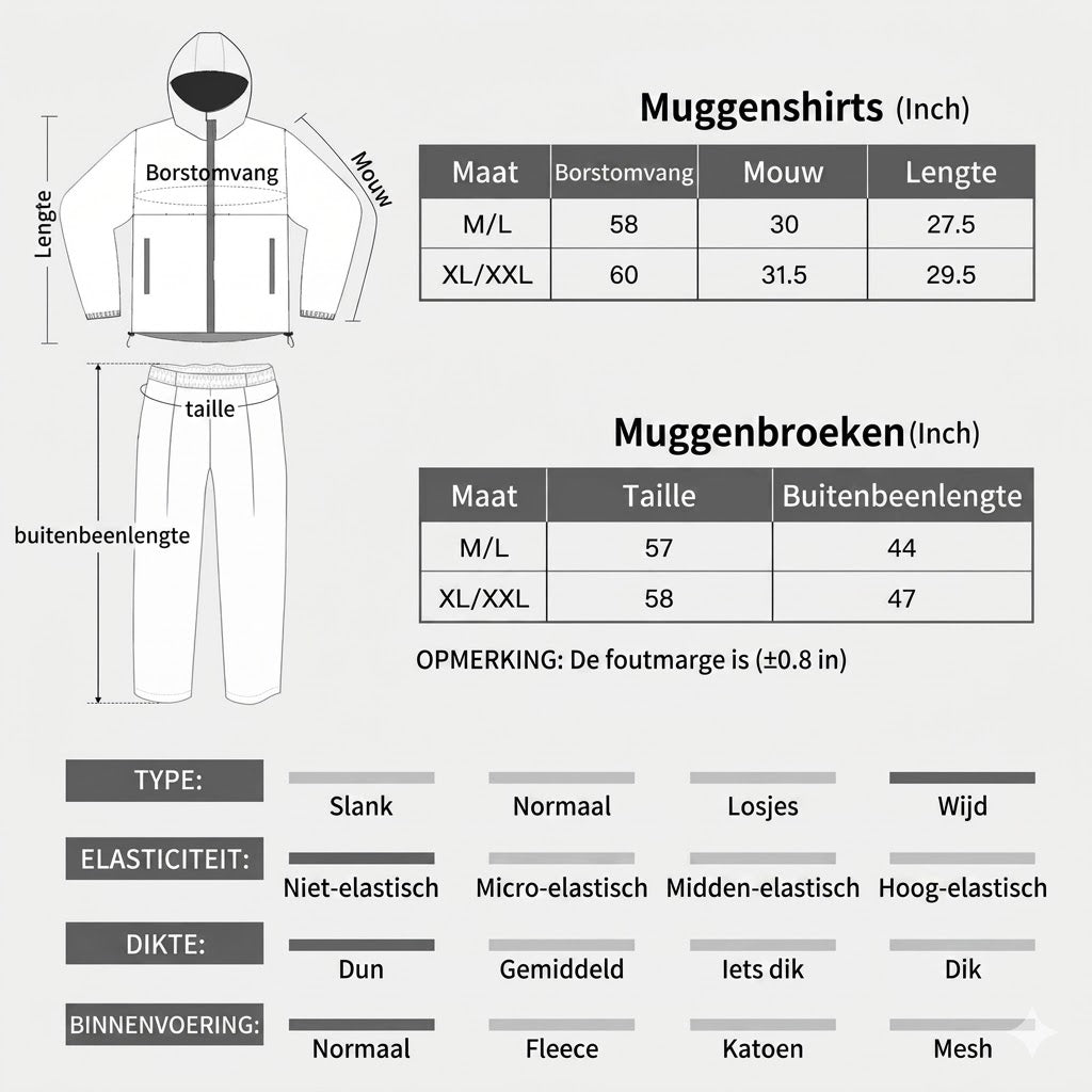 Lichtgewicht muggenpak met capuchon