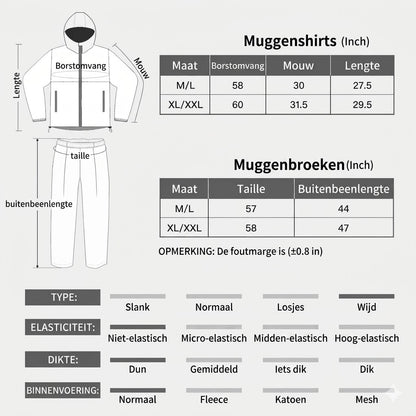 Lichtgewicht muggenpak met capuchon