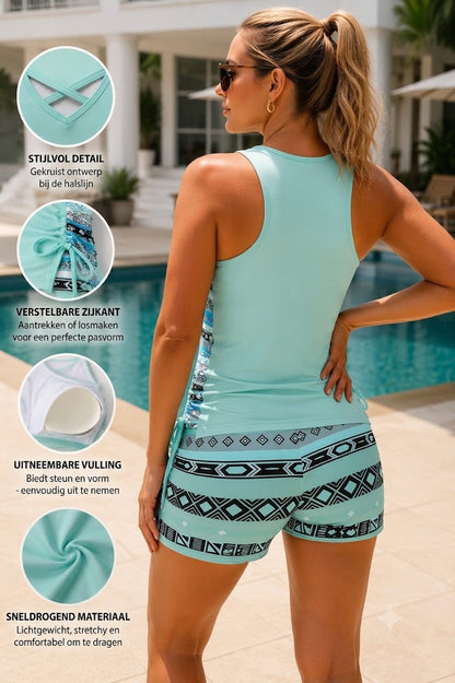 BohoBelle tankini met hoog getailleerde zwemshorts