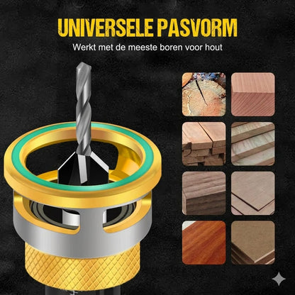 4-Delige Hout Verzinkboor Set met Dieptestop