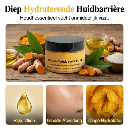 Kurkuma-bodyscrub stimuleert de huid met milde exfoliatie en diepe hydratatie