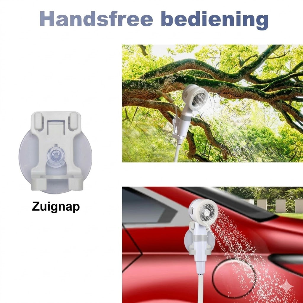 Draagbare douche voor op de camping met waterpomp
