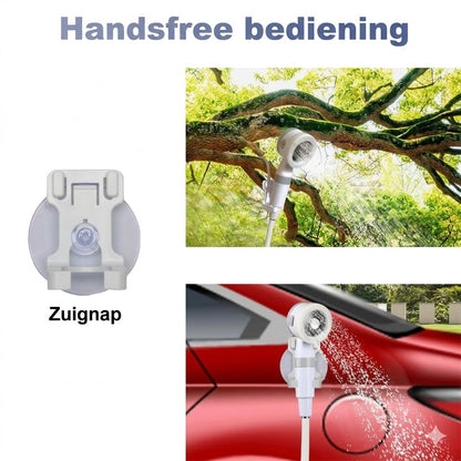 Draagbare douche voor op de camping met waterpomp