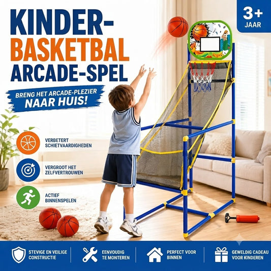 Indoor Basketbalset met Vier Ballen en Automatische Balterugvoer
