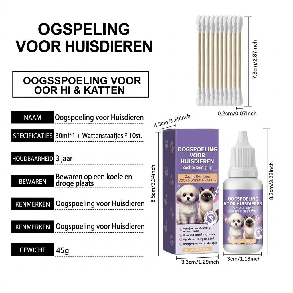 Milde oogspoeling voor honden en katten