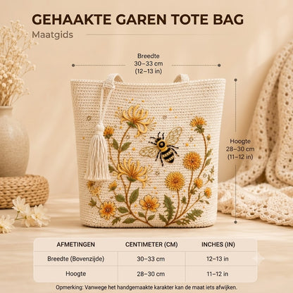 BeeBelle™ gehaakte draagtas met bijen en bloemen