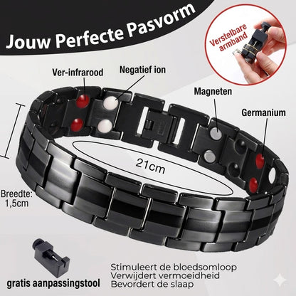 Retro herenarmband met kruis en dubbele rij magnetische sluiting