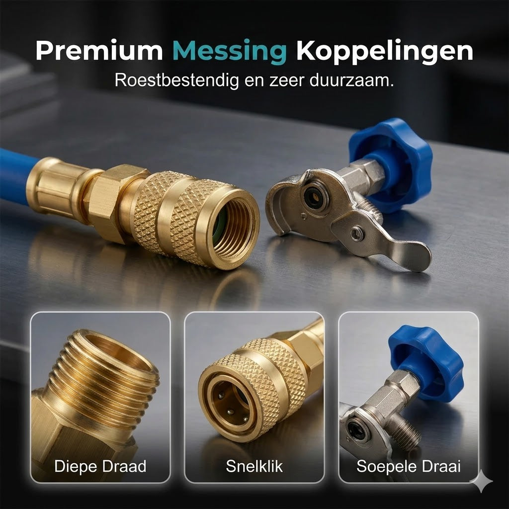 R134a AC-vulslang met manometer