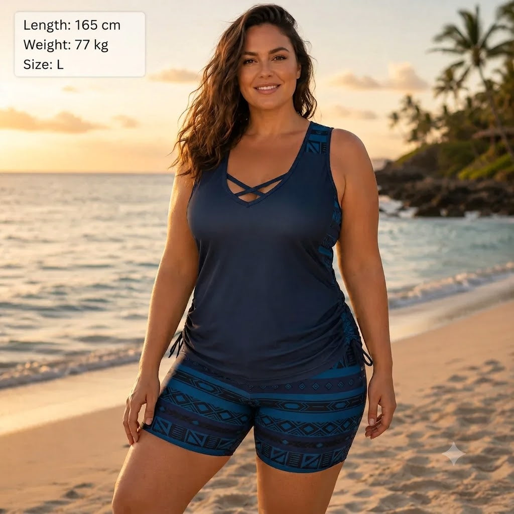 BohoBelle tankini met hoog getailleerde zwemshorts