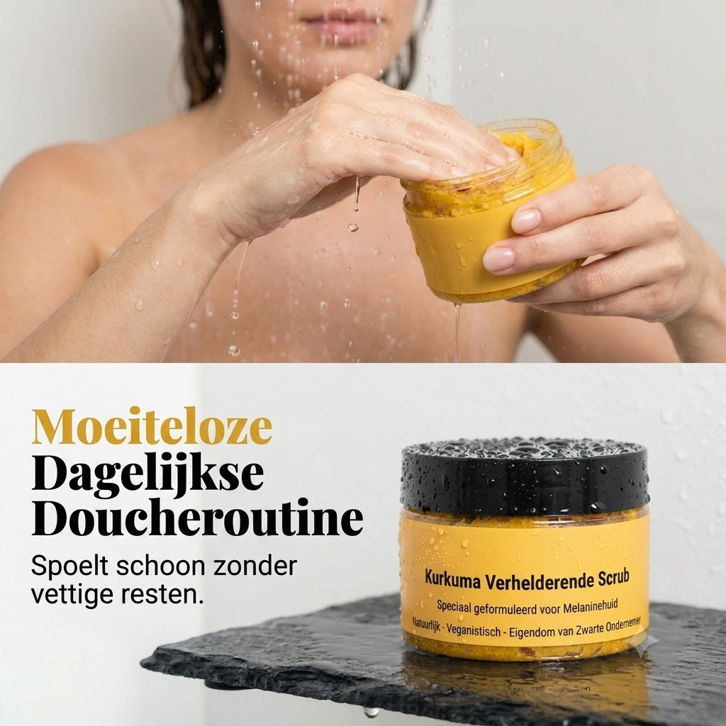 Kurkuma-bodyscrub stimuleert de huid met milde exfoliatie en diepe hydratatie