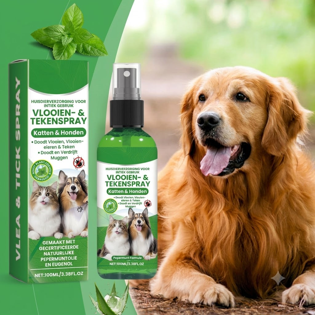Natuurlijke Vlooi- en Tekspray voor Honden en Katten