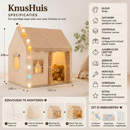 CozyHouse speeltent voor kinderen in huisvorm