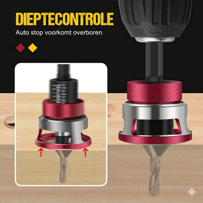 4-Delige Hout Verzinkboor Set met Dieptestop