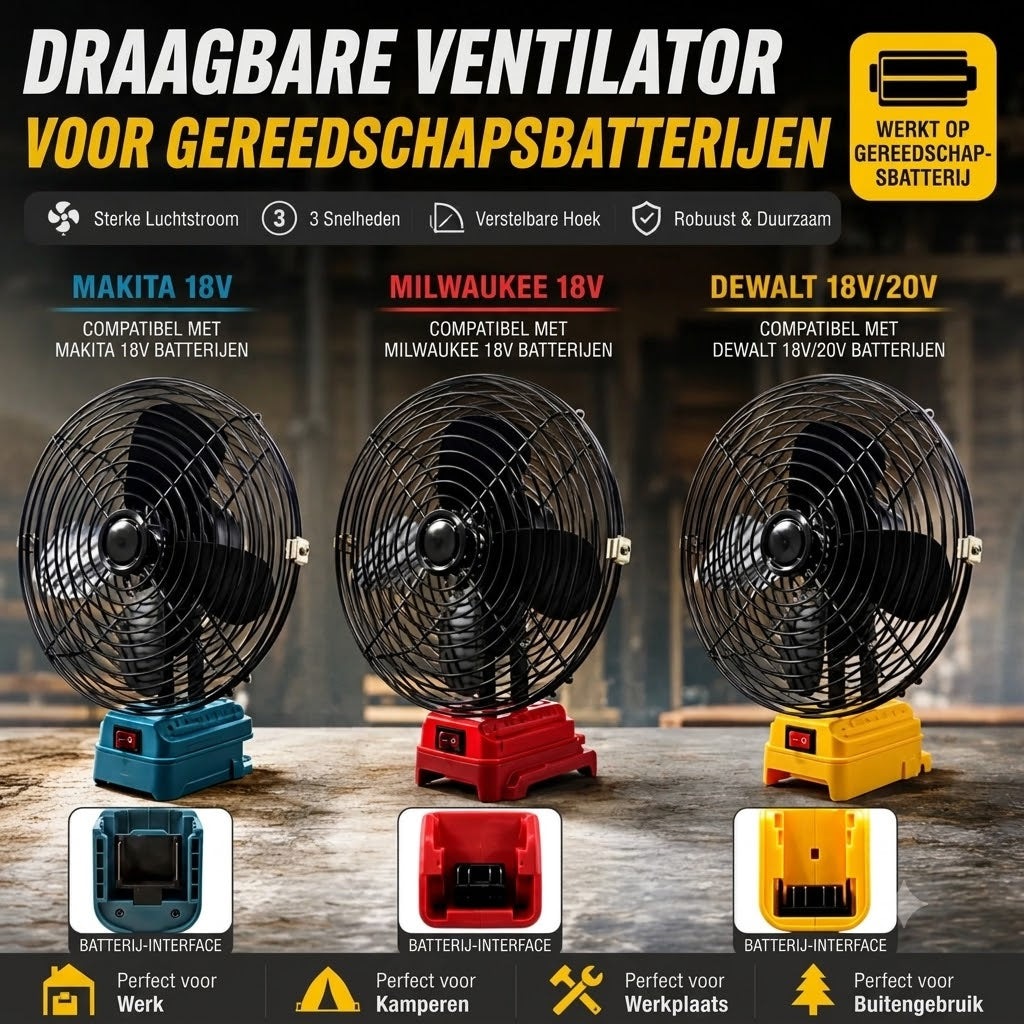 VoltAir Pro portabele ventilator op gereedschapsaccu