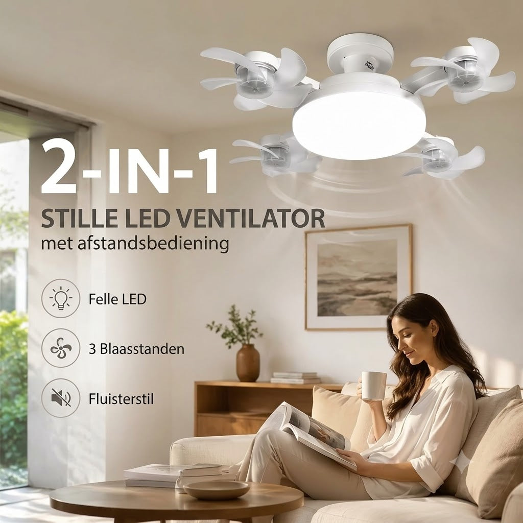 AirDrone plafondventilator met LED verlichting en afstandsbediening