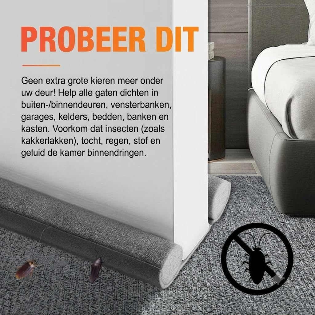 Afdichtstrip voor deurbodem voorkomt dat insecten tocht en lawaai de kamer binnenkomen