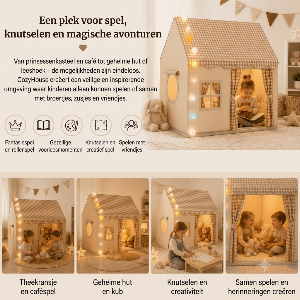 CozyHouse speeltent voor kinderen in huisvorm