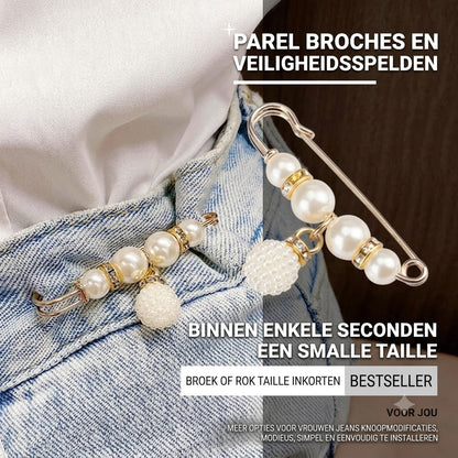 Veiligheidsspeldbroche met Strass en Parels