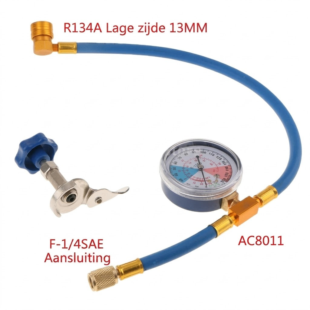 R134a AC-vulslang met manometer