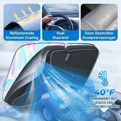 Zonnescherm voor de autoruit met reflecterende aluminium coating tegen extreme hitte