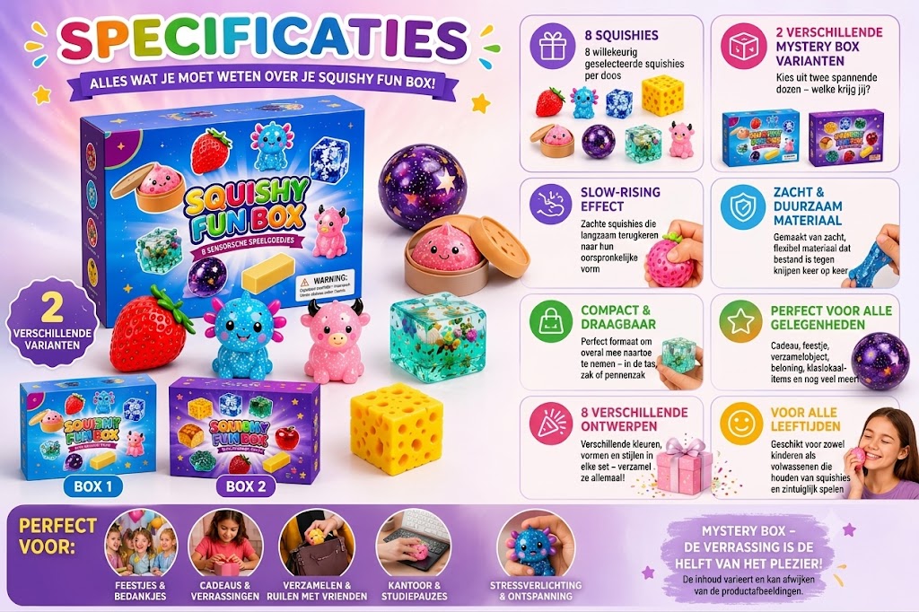 Squishy Fun Box mysterybox met 8 squishies