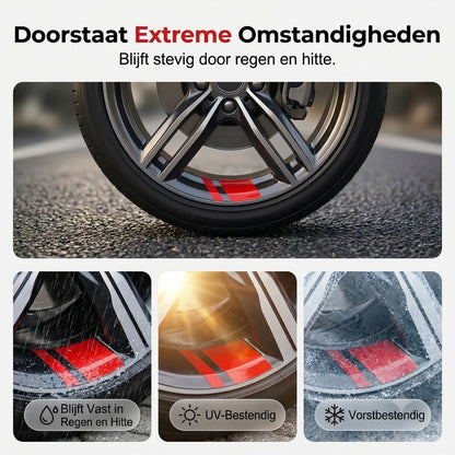 Reflecterende velgstrepen voor autowielen