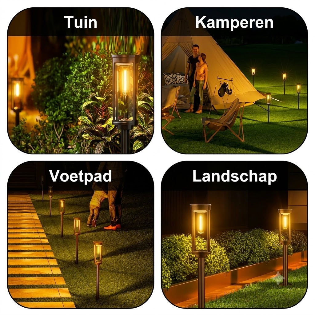 Zonne-Energie Tuinverlichting – Retro Design, 12-14 Uur Verlichting & IP65 Waterdicht
