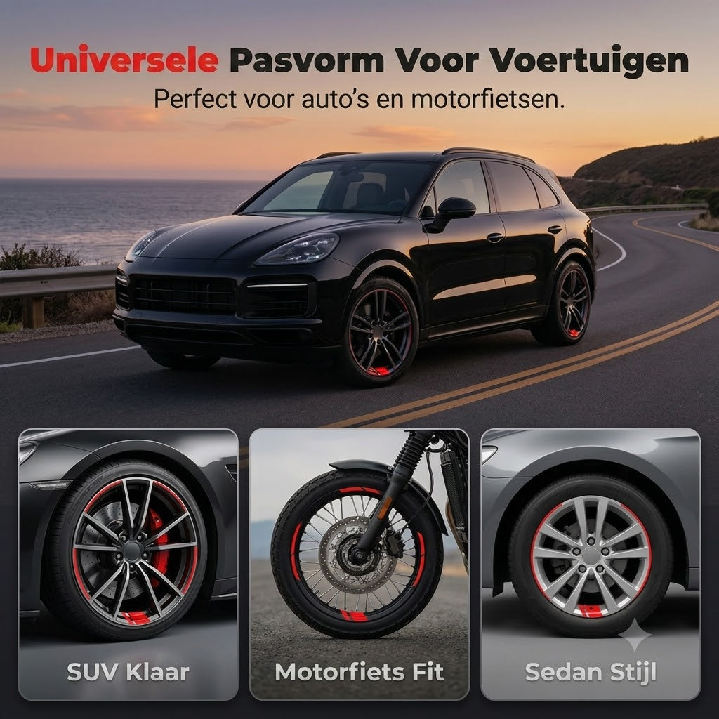 Reflecterende velgstrepen voor autowielen