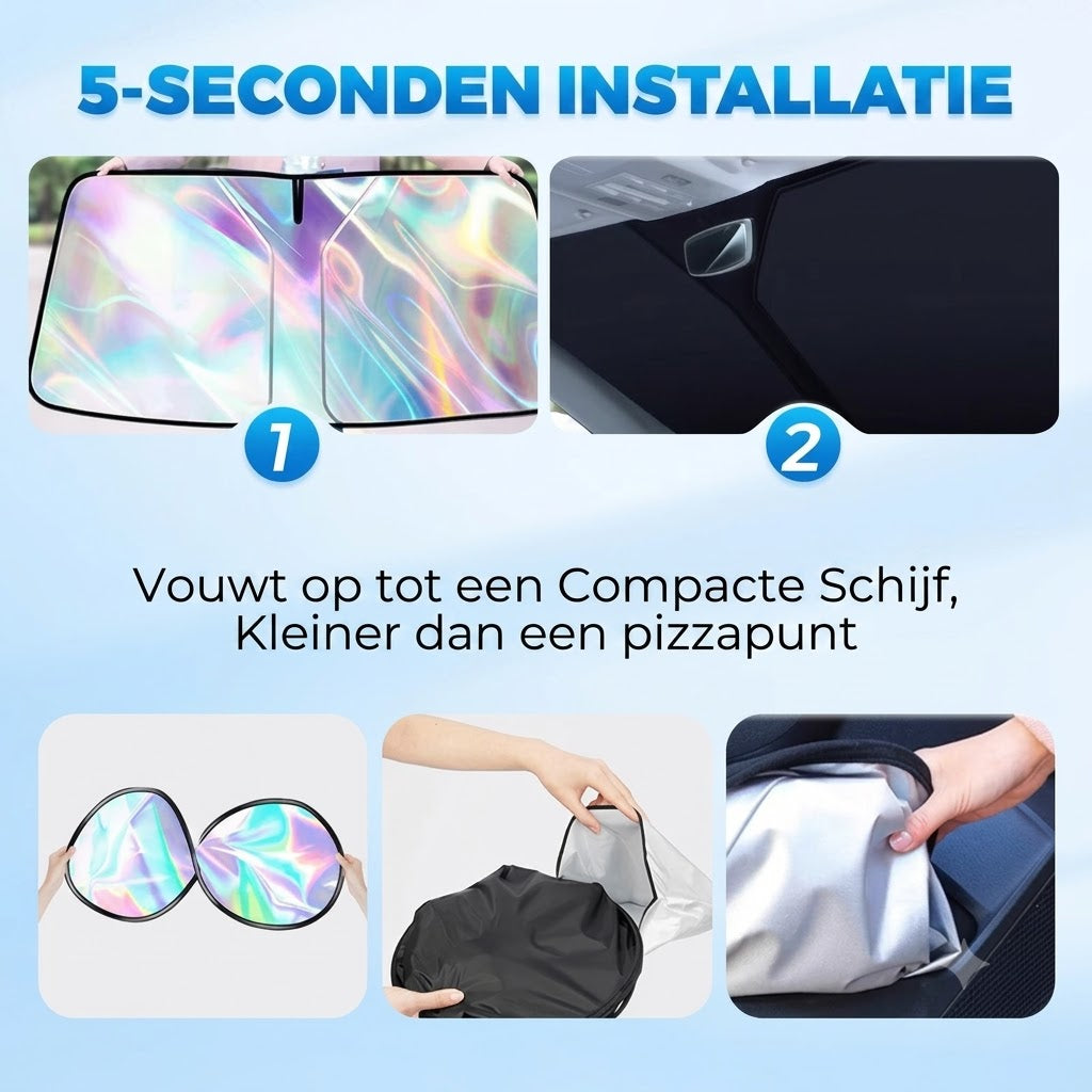 Zonnescherm voor de autoruit met reflecterende aluminium coating tegen extreme hitte