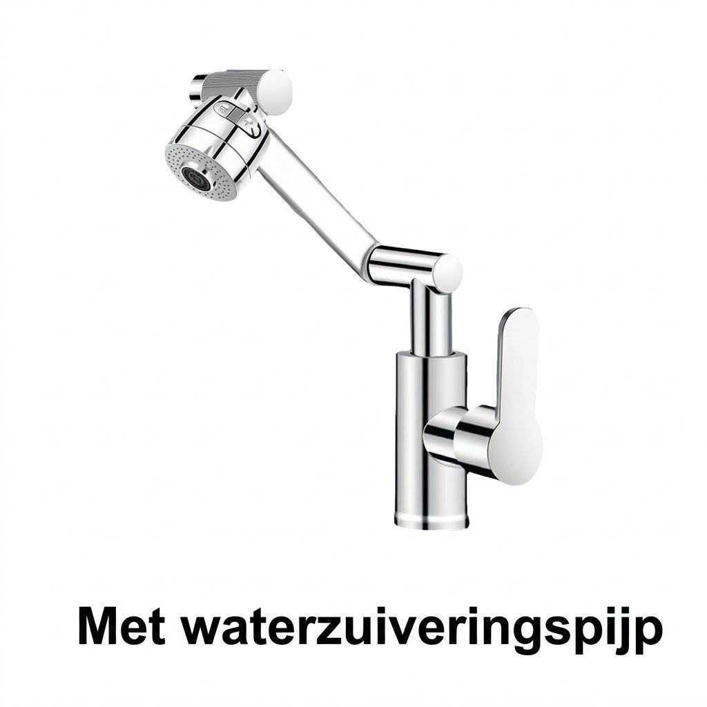 1080° draaibare kraan, geen spatten, twee waterstanden