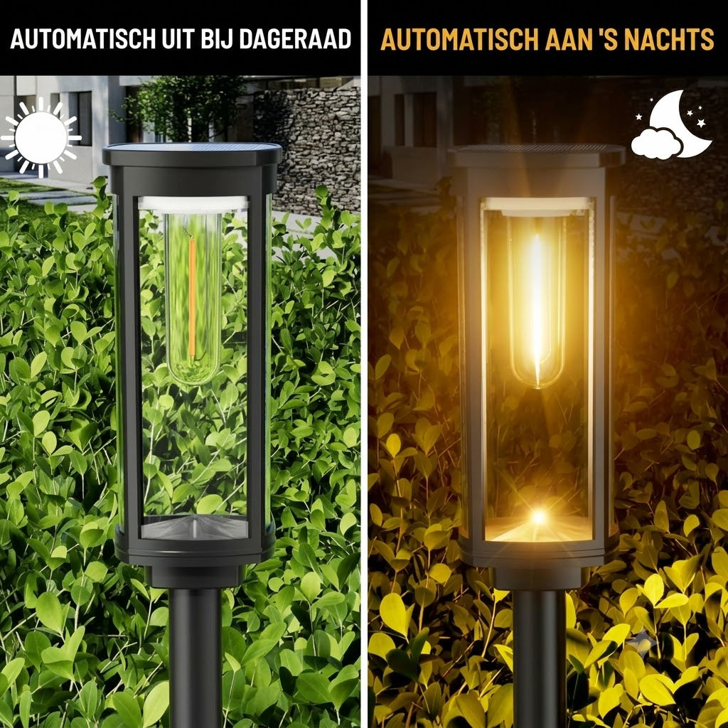 Zonne-Energie Tuinverlichting – Retro Design, 12-14 Uur Verlichting & IP65 Waterdicht