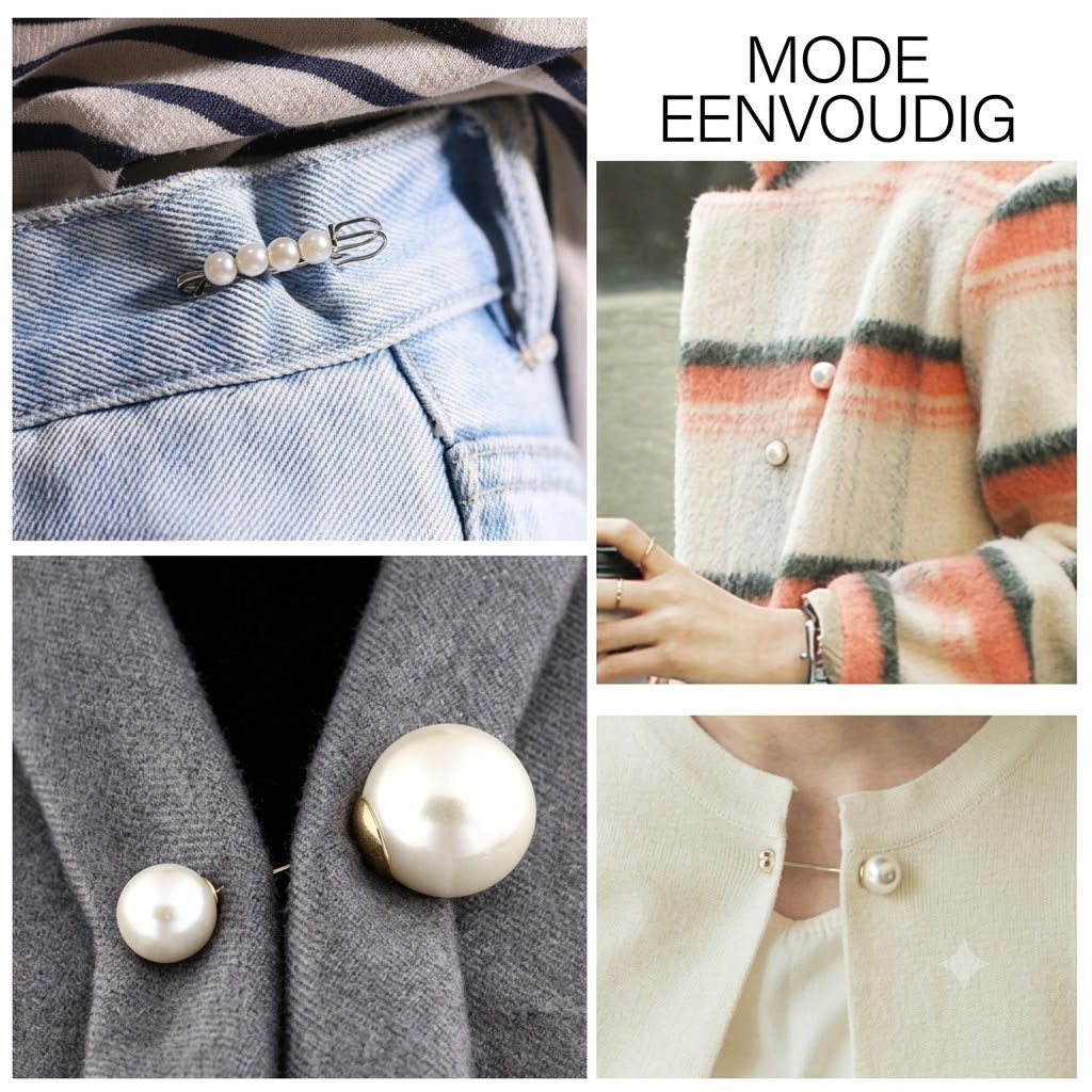 Veiligheidsspeldbroche met Strass en Parels