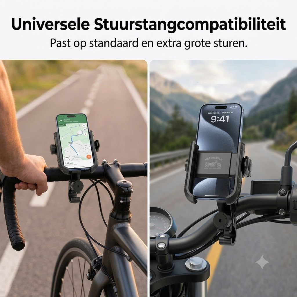 Fietstelefoonhouder met klikbevestiging en veilige vergrendeling