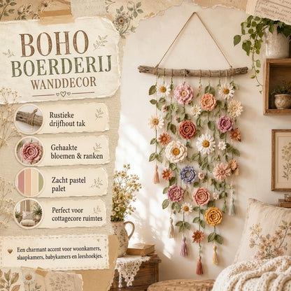 Wanddecoratie met Gehaakte Bloemen