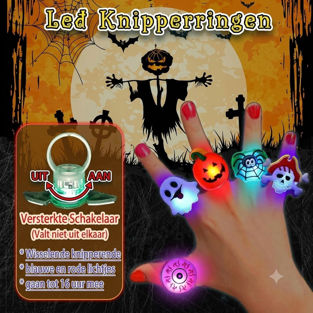 Set van 50 Halloween LED Ringen